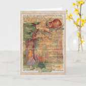 チェシャー猫およびアリス カード (黄色い花)