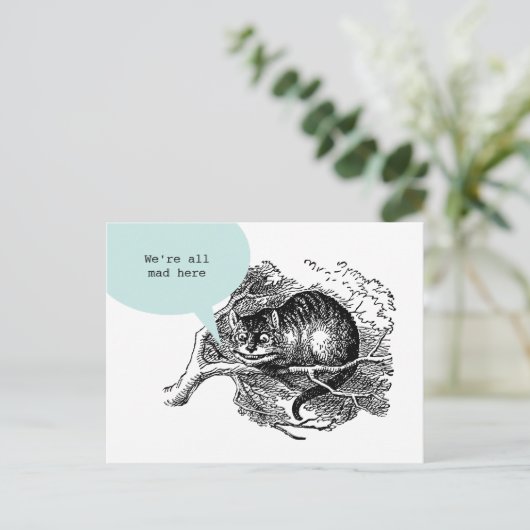 チェシャー猫-私達はここのすべての不機嫌引用しますです ポストカード (スタンド正面)