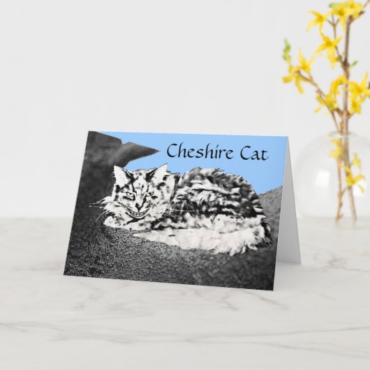 チェシャ猫おめでとうカード カード (黄色い花)