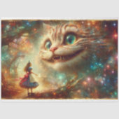 チェシャ猫の幻想的な笑顔が輝くツリーのデコパージュ 薄葉紙 (正面)