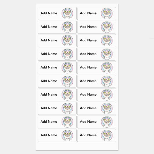 チェシャ猫グリンのラベル付き太った猫 ラベル (シート)