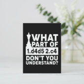 チェスおもしろいが白黒で移動 ポストカード (スタンド正面)