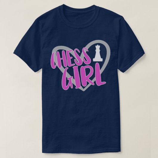 チェスおもしろいガールハートチェスプレーヤー1 Tシャツ (デザイン正面)
