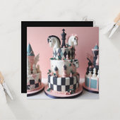 チェスお洒落をテーマにしたお誕生日ケーキ カード (正面/裏面インサイチュ)