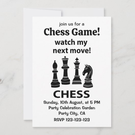 チェスが次の移動チェスを見る 招待状 (正面)