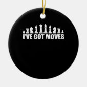 チェスで駒を5回得動かす愛クール好家 セラミックオーナメント (正面)