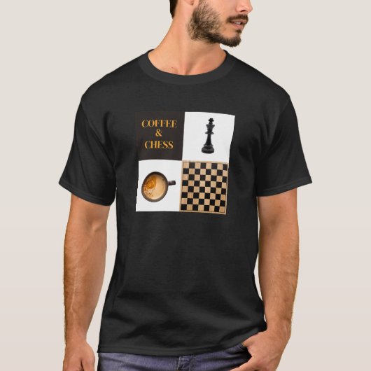 チェスとコーヒーコーヒー愛好家とチェスプレーヤー Tシャツ (正面)
