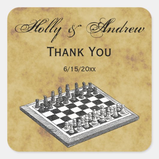 チェスとチェス盤のヴィンテージWBG 動揺して スクエアシール (正面)