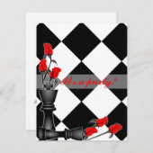 チェスとバラの結婚ゴシック 招待状 (正面/裏面)