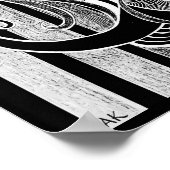 チェスとボウNIGHTインクピーコックイラストレーション ポスター (角)