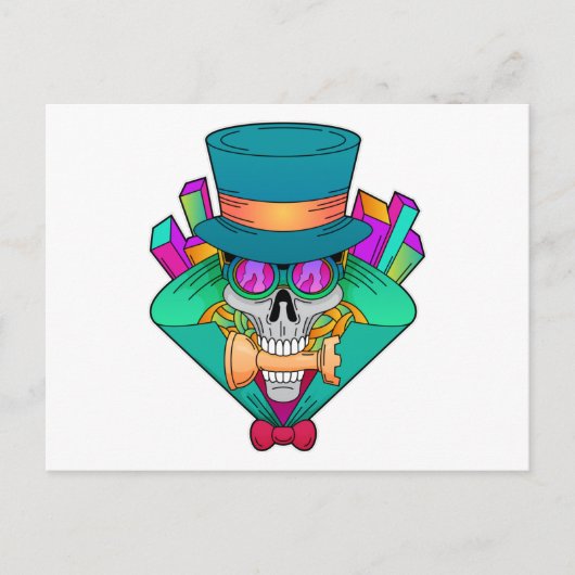 チェスにおけるルークのチェス駒と頭蓋骨 ポストカード (正面)