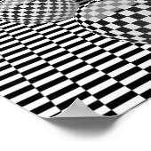 チェスにボールを乗せた白黒イラストレーション ポスター (角)