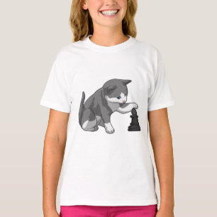 チェスのキャットとチェスの駒のビショップ Tシャツ