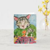 チェスのキャットカード カード (黄色い花)