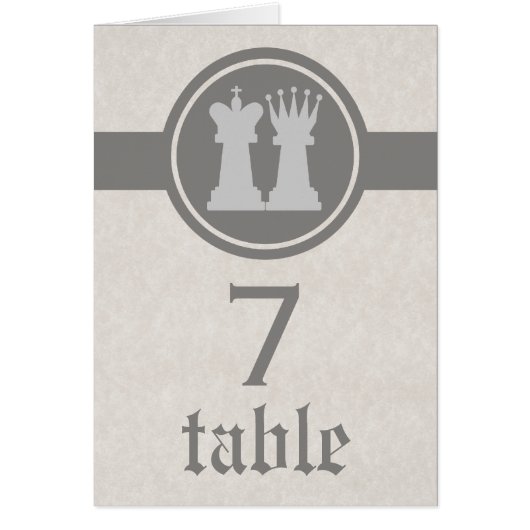 チェスのキングとクイーンのテーブ結婚ルカード,グレー (正面)