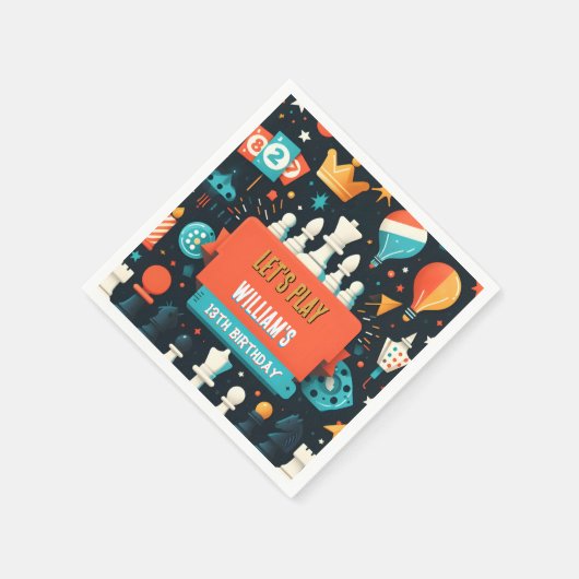 チェスのキングとクイーンゲームの夜を13誕生日 スタンダードカクテルナプキン (角)