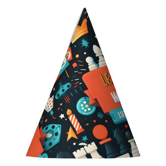 チェスのキングとクイーンゲームの夜を13誕生日 パーティーハット (左)