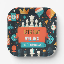 チェスのキングとクイーンゲームの夜を13誕生日 ペーパープレート