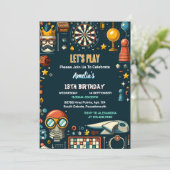 チェスのキングとクイーンゲームナイト13誕生日 招待状 (スタンド正面)