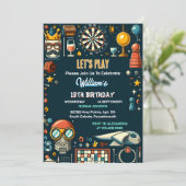 チェスのキングとクイーンゲームナイト13誕生日 招待状 (スタンド正面)