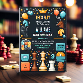 チェスのキングとクイーンゲームナイト13誕生日 招待状
