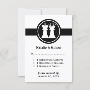 チェスのキングとクイーン結婚の応答カード 出欠カード