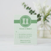 チェスのキングとクイーン結婚ズの応答カード、緑 出欠カード (スタンド正面)