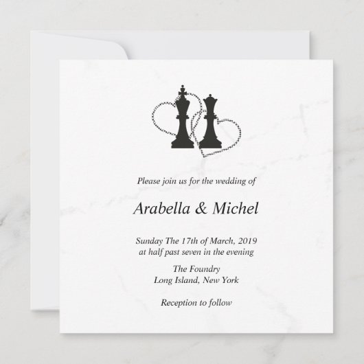 チェスのキングとクイーン結婚ピースのデザイン (裏面)