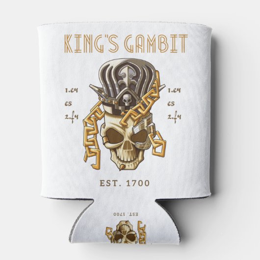 チェスのキングのゲームビットのEst 1700移動1.e4 e5 2.f4 缶クーラー (裏面)