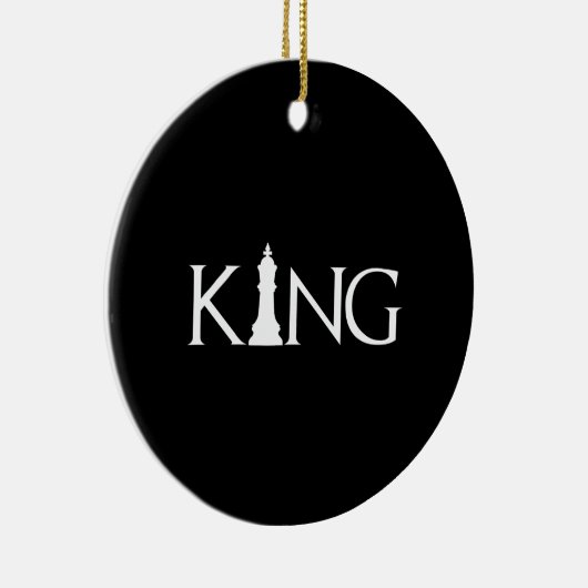 チェスのキングピースを持つ王様 セラミックオーナメント (右)
