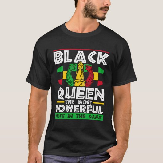 チェスのクイーン最も強力な駒チェックメイトチェス Tシャツ (正面)