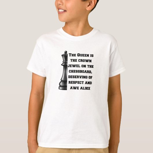 チェスのクイーン白黒のパワー尊重戦略 Tシャツ (正面)