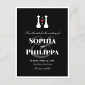 チェスのクイーン·ピースレズビアン·ウェディング·セーブ·ザ·デート 案内ポストカード (正面)