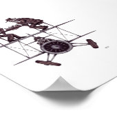 チェスのゲーム飛行機超本物のペンのインクスケッチアート ポスター (角)