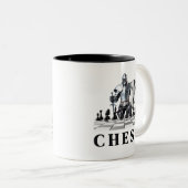 チェスのゲーム，戦略，前倒考えし，チェックメイト ツートーンマグカップ (正面右)