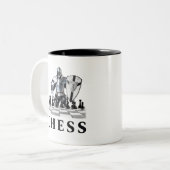 チェスのゲーム，戦略，前倒考えし，チェックメイト ツートーンマグカップ (正面左)