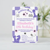 チェスのトーナメントの誕生日パーティーのための女の子テーマ3 招待状 (スタンド正面)