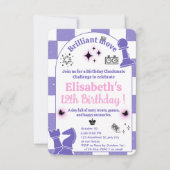 チェスのトーナメントの誕生日パーティーのための女の子テーマ3 招待状 (正面)