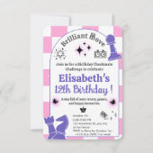 チェスのトーナメントの誕生日パーティーのための女の子テーマ 招待状 (正面)