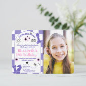 チェスのトーナメントの誕生日パーティー女の子の写真3 招待状 (スタンド正面)