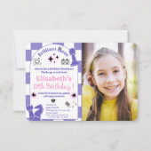 チェスのトーナメントの誕生日パーティー女の子の写真3 招待状 (正面)