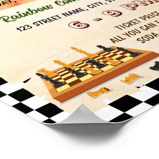 チェスのトーナメントイベントチラシのポスター ポスター (角)