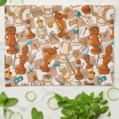 チェスのバトル キッチンタオル (折り畳み)