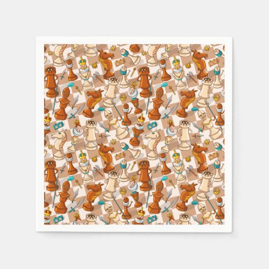 チェスのバトル スタンダードカクテルナプキン (正面)