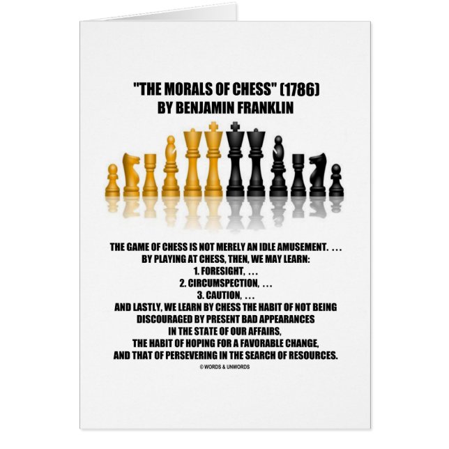 チェスのベンジャミン・フランクリンの反射チェスのモラル (正面)