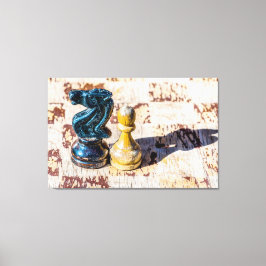チェスのポーンと騎士 – 退役軍人 キャンバスプリント