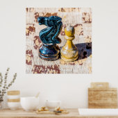 チェスのポーンと騎士 – 退役軍人 ポスター (キッチン)