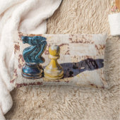 チェスのポーンと騎士 – 退役軍人 ランバークッション (ブランケット)