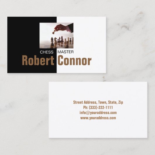 チェスのマスターゲームブラック&ホワイトビジネスカード 名刺 (正面/裏面)