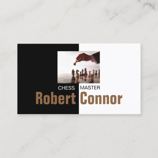 チェスのマスターゲームブラック&ホワイトビジネスカード 名刺 (正面)